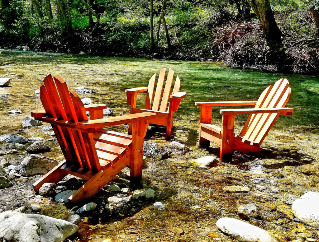 California Big Sur Adirondack Chairs in the Big Sur River